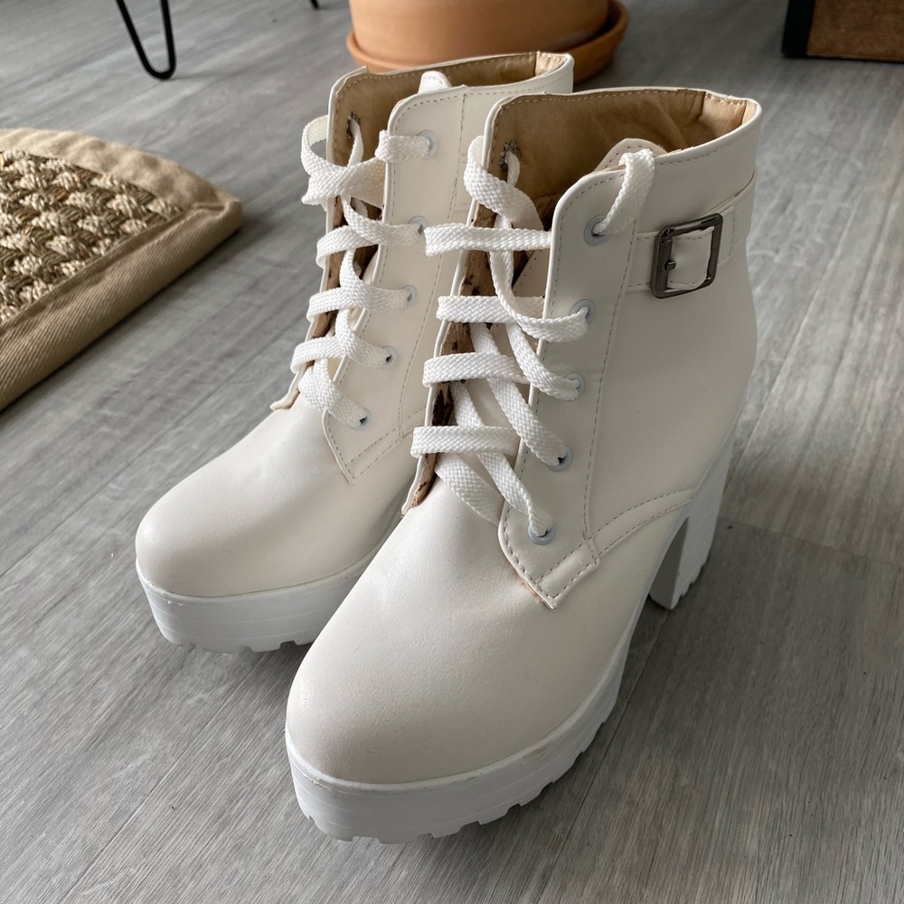 White Platform Booties